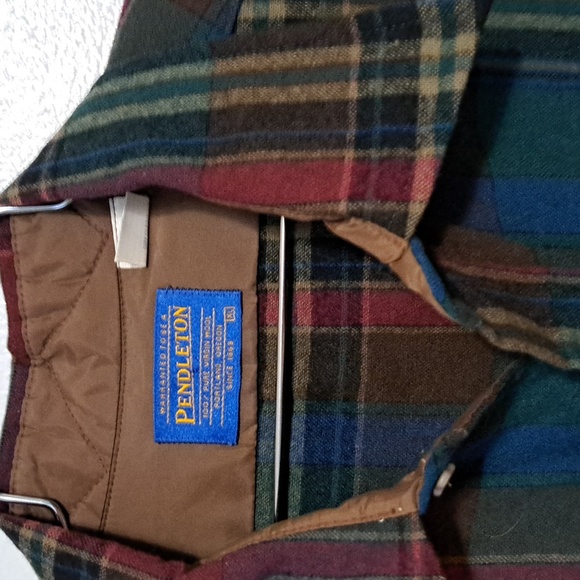 Pendleton Wool Plaid Button Front Shirt XL with elbow patches - Picture 2 of 6